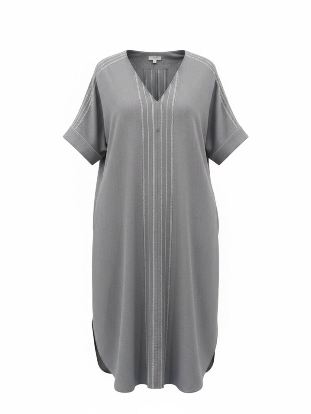 Billy Reid Silk Fishbone Stitch Midi Dress Grey M